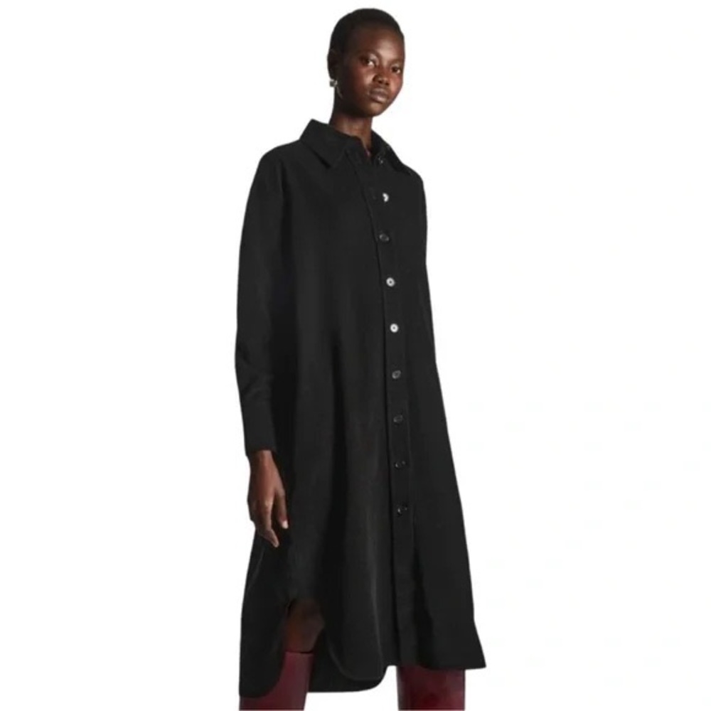COS Corduroy Black Button-Up Midi Dress